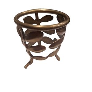 Gold Leaf Design Brass Candle Holder